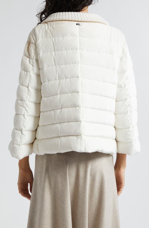 Herno Velvet Corduroy Channel Quilted Down Jacket In White