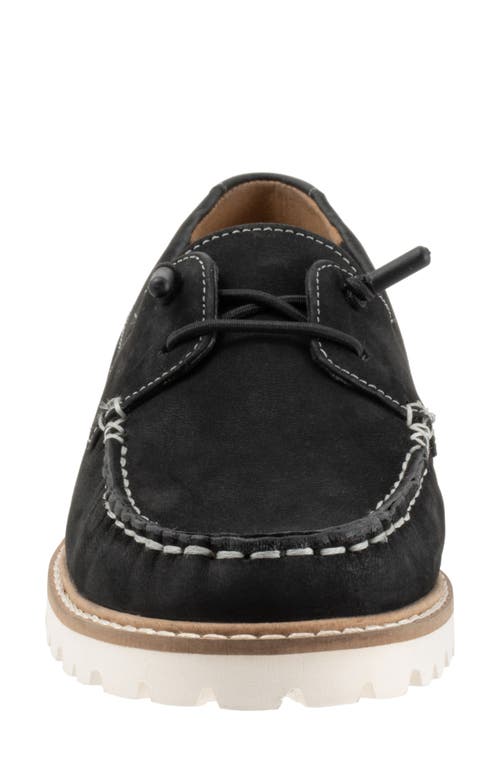 Shop Trotters Farah Boat Shoe In Black Nubuck