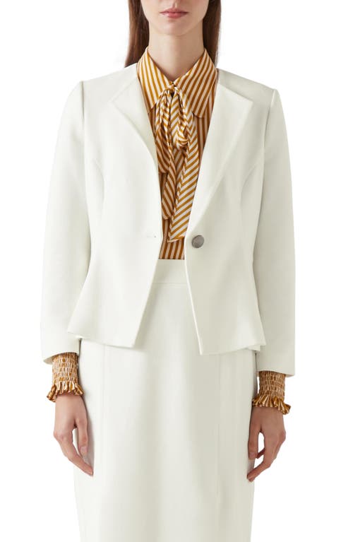 LK Bennett Sky Crepe Peplum Jacket in Ivory at Nordstrom, Size 14 Us