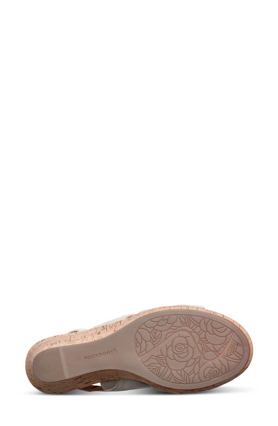 Shop Rockport Briah Slingback Platform Wedge Sandal In Taupe Metallic Leather