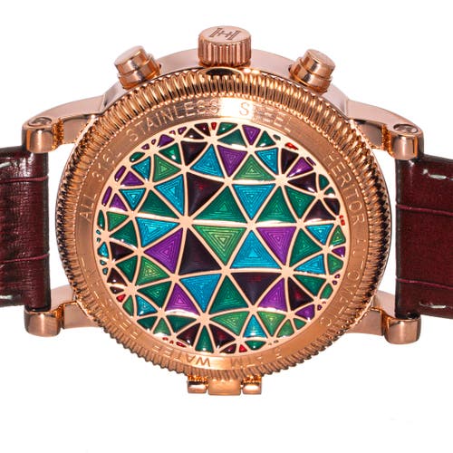Heritor Automatic Legacy Leather-band Watch W/day/date In Rose Gold/brown