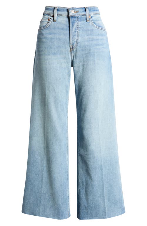 Shop Re/done High Waist Raw Hem Wide Leg Crop Jeans In Marea