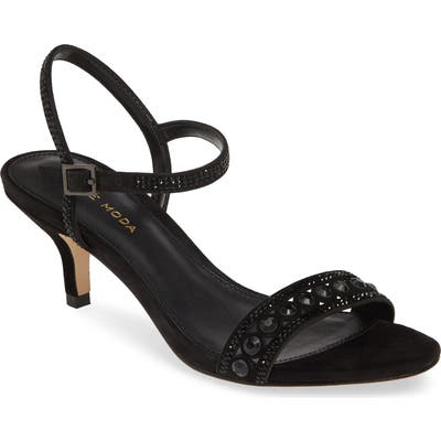 Pelle Moda Ilsa Crystal Embellished Sandal- Black
