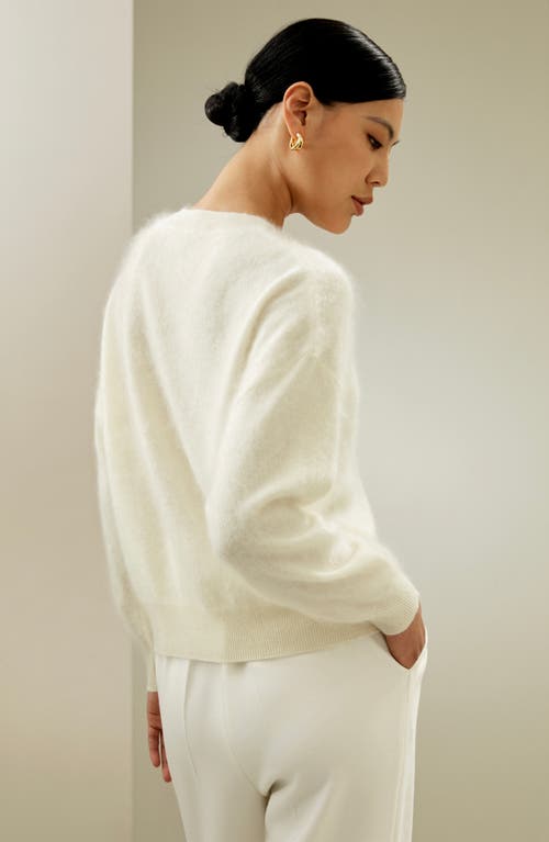 Lilysilk Classic Round Neck Cashmere Sweater For Women In White
