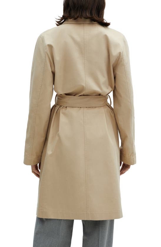 Shop Mango Belted Cotton Trench Coat In Beige