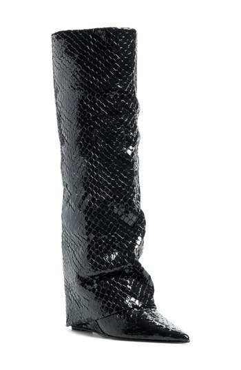 Steve Madden Paley Snake Embossed Boot In Black Multi