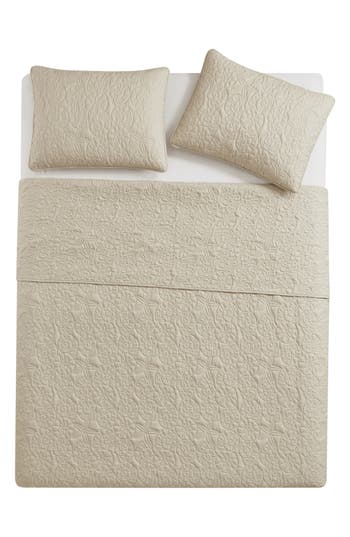 Vcny Home Seashell Solid 3-piece Quilt Set In Taupe