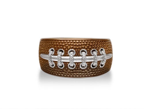 Shop Luvmyjewelry Hustle American Football Diamond Band Men Ring In Brown