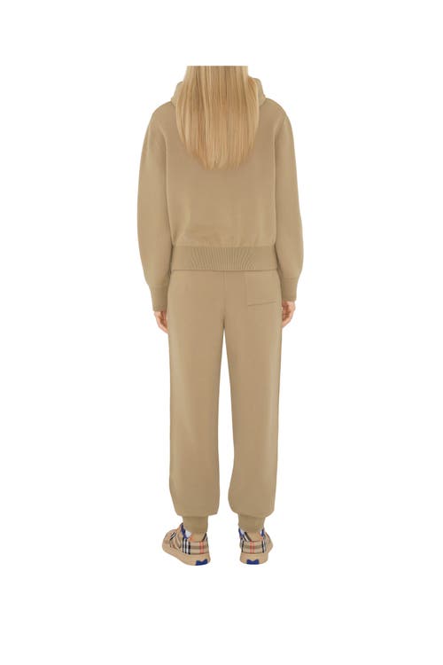 Burberry Wool-blend Embroidered-logo Hoodie In Sand