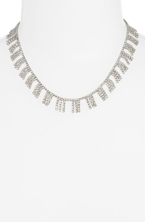 Shop Roxanne Assoulin On The Fringe Crystal Collar Necklace In Rhodium/clear