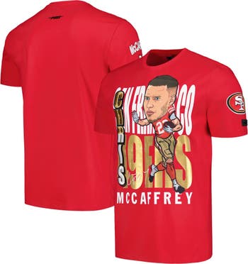 Men's Pro Standard Christian McCaffrey Scarlet San Francisco 49ers Mesh Baseball Button-Up T-Shirt Size: Extra Large