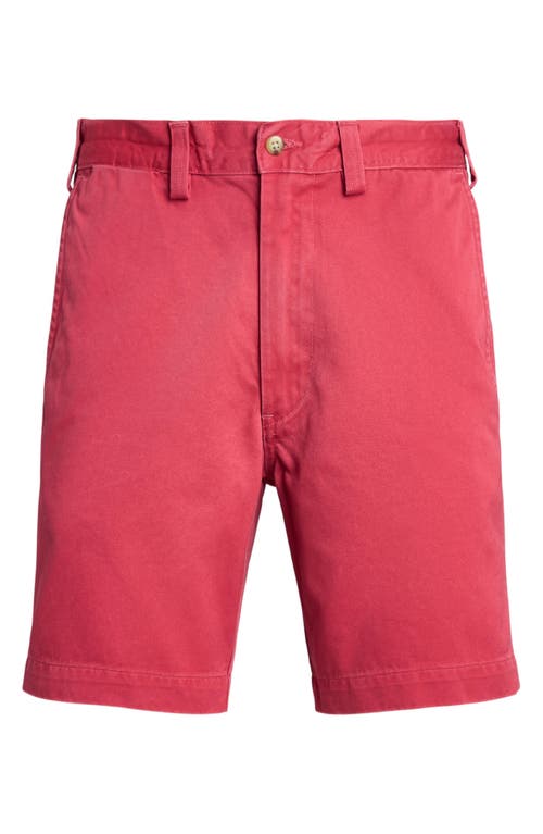 Shop Polo Ralph Lauren Straight Fit Flat Front Cotton Chino Shorts In Nantucket Red