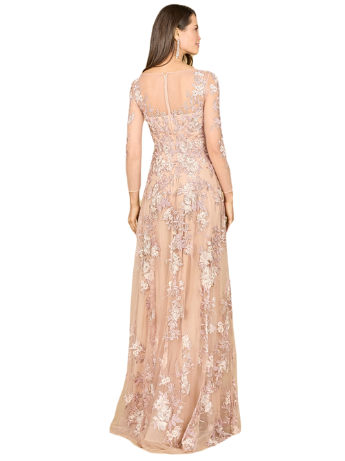 Lara New York Long Flutter Sleeves Beaded Dress In Blush