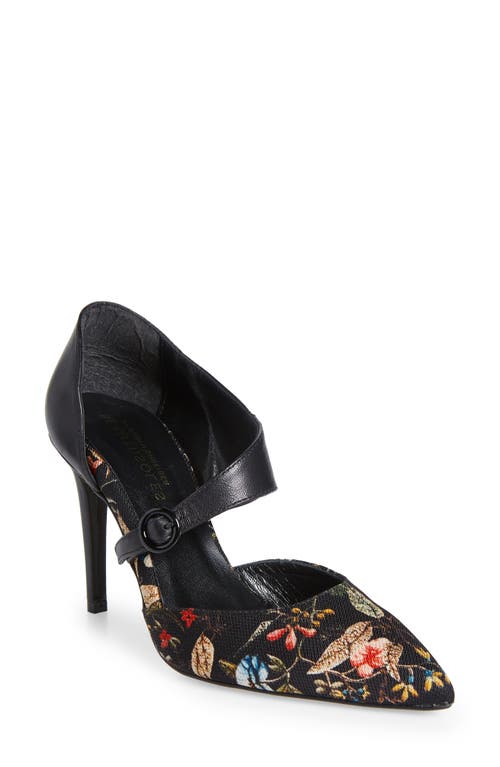 BEAUTIISOLES Sara Pointed Toe Pump in Flowery Fabric /Leather