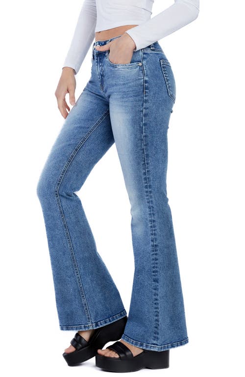 Shop Hint Of Blu Flare Jeans In River Boat Blue