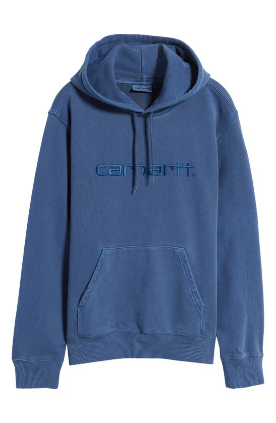 Shop Carhartt Work In Progress Logo Hoodie In Elder Garment Dyed