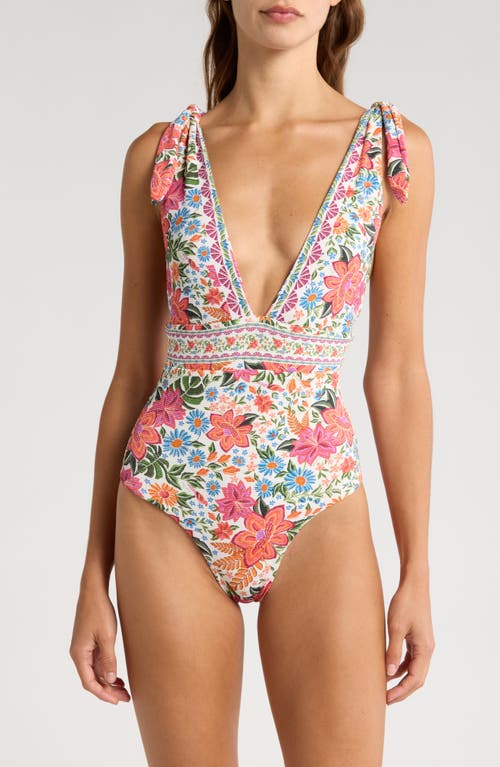 Shop Farm Rio Bloom Garden One-piece Swimsuit In Bloom Garden Off-white