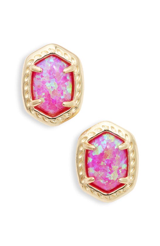 Shop Kendra Scott Daphne Stud Earrings In Gold Magenta Kyocera Opal