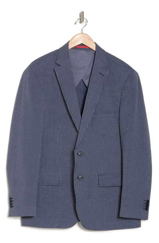 Lucky Brand Stripe Stretch Blazer In Navy