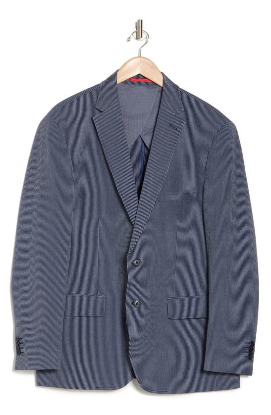 Lucky Brand Stripe Stretch Blazer In Blue