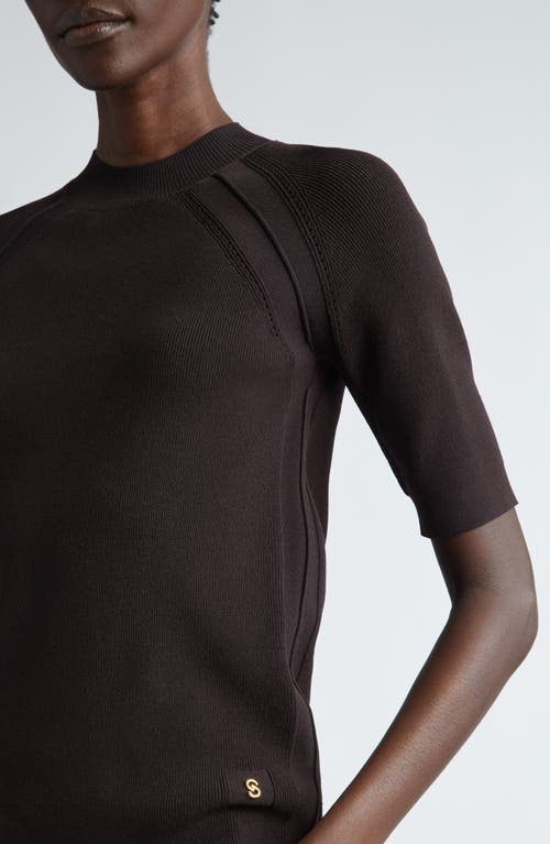 Shop St John St. John Collection Fine Gauge Engineered Rib Short Sleeve Sweater In Mocha