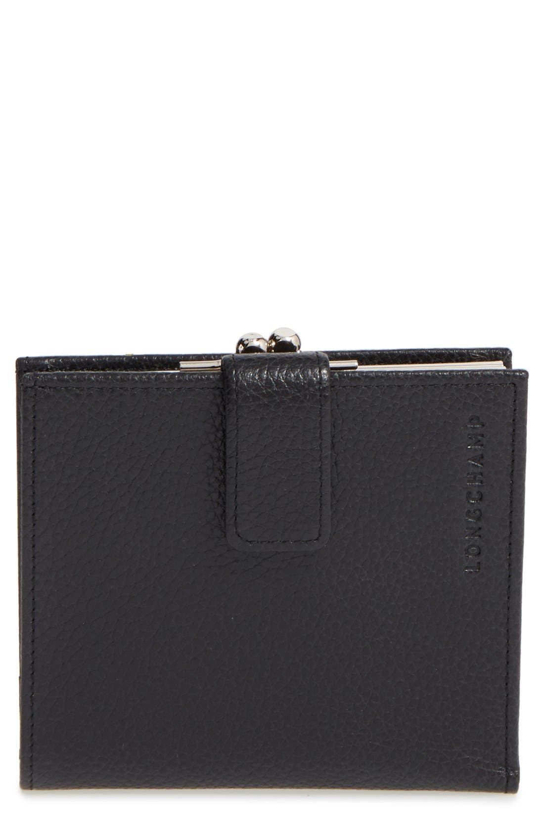 Longchamp 'Le Foulonne' Pebbled Leather Wallet in Black at Nordstrom