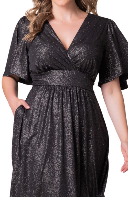 Kiyonna Crystal Cove Metallic Cocktail Dress In Silver Starlight