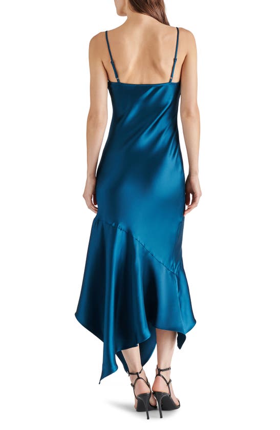 Shop Steve Madden Lucielle Handkerchief Hem Satin Slipdress In Royal Blue