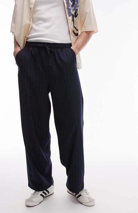Men Light Grey Side Pocket Wide Leg Pants