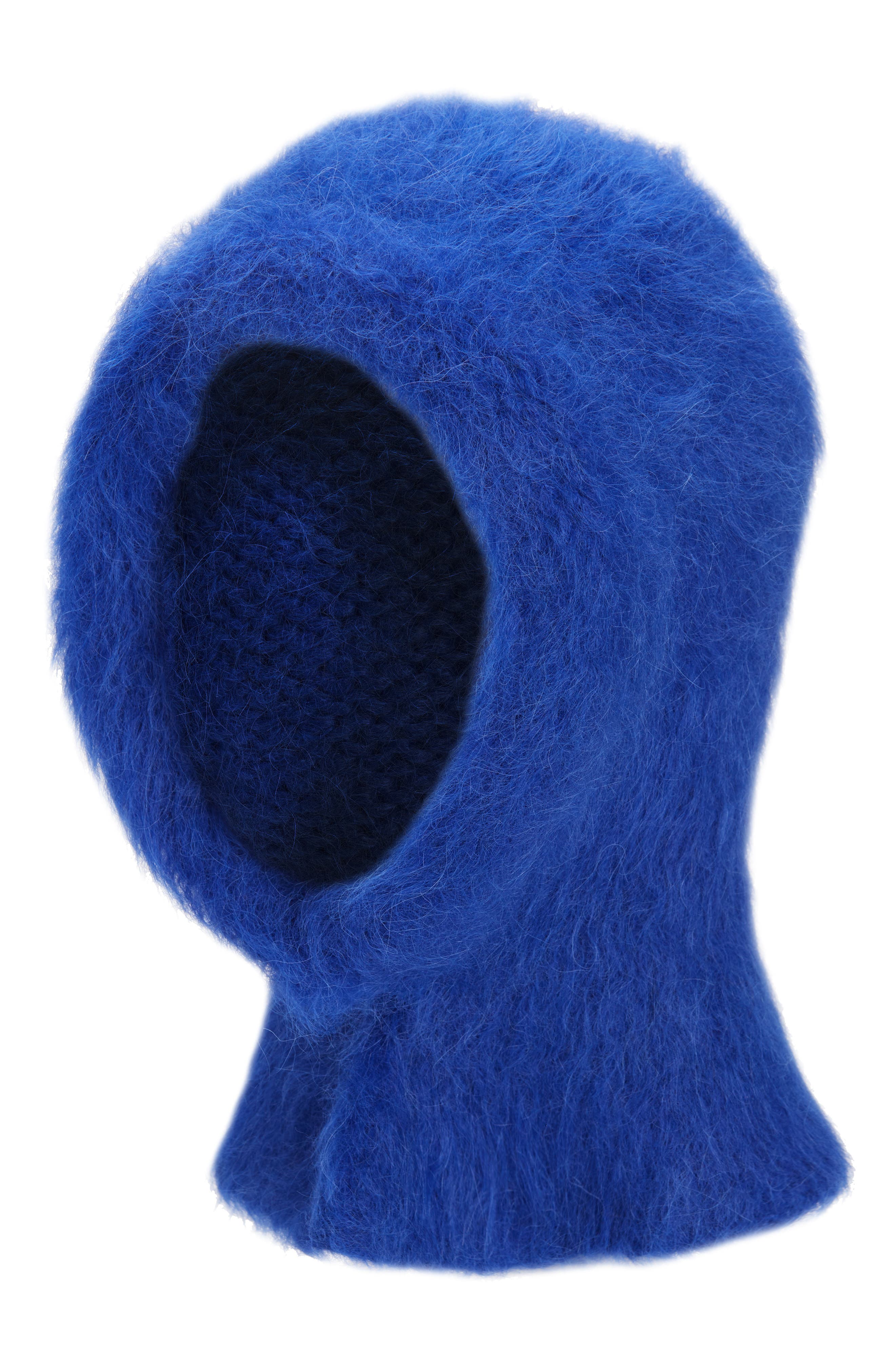 MELITTA BAUMEISTER Alpaca Blend Knit Balaclava in Blue Hand Knit