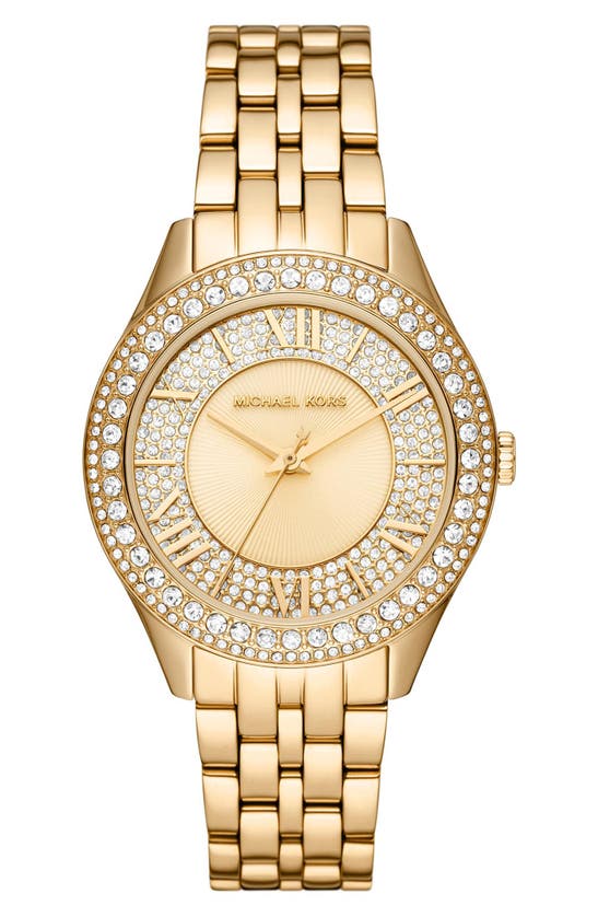 Michael Michael Kors Harlowe Crystal Pavé Bracelet Watch, 38mm In Gold