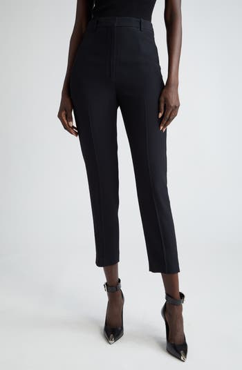 Alexander McQueen High Waist Leaf Crepe Cigarette Trousers Nordstrom