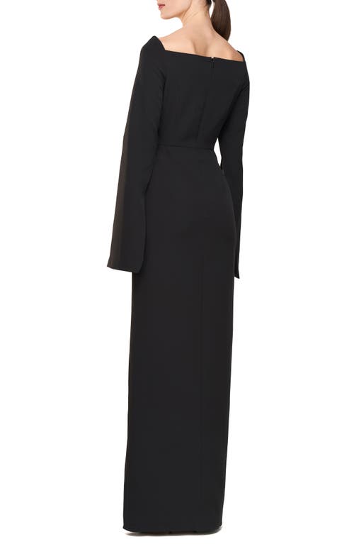 Shop Kay Unger Katerina Long Sleeve Column Gown In Black