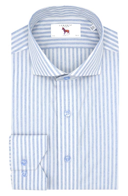 Lorenzo Uomo Trim Fit Stripe Dress Shirt in White/Light Blue