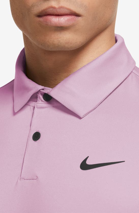 Shop Nike Dri-fit Tour Solid Golf Polo In Light Arctic Pink/ Black