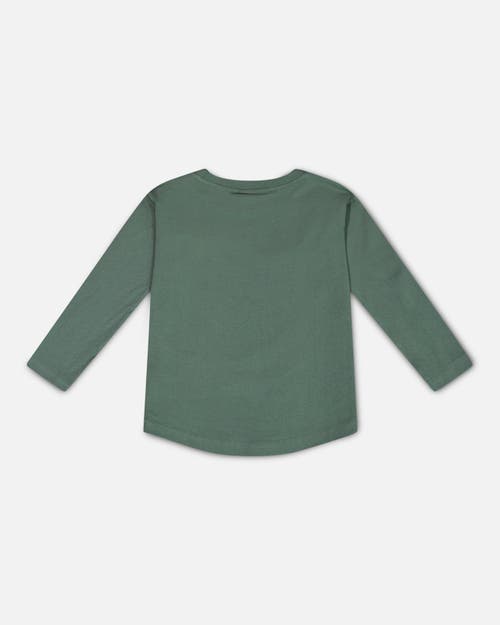 Shop Deux Par Deux Boy's Long Sleeve T-shirt With Print Forest Green In Dark Forest