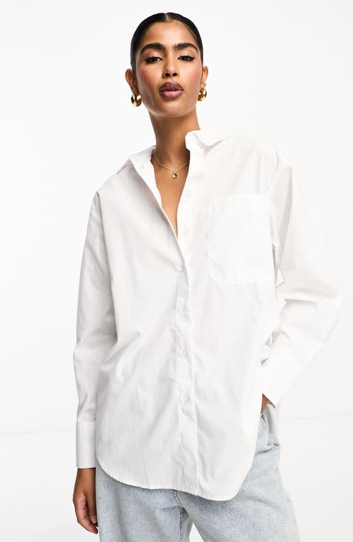 Oversize Button-Up Oxford Shirt in White