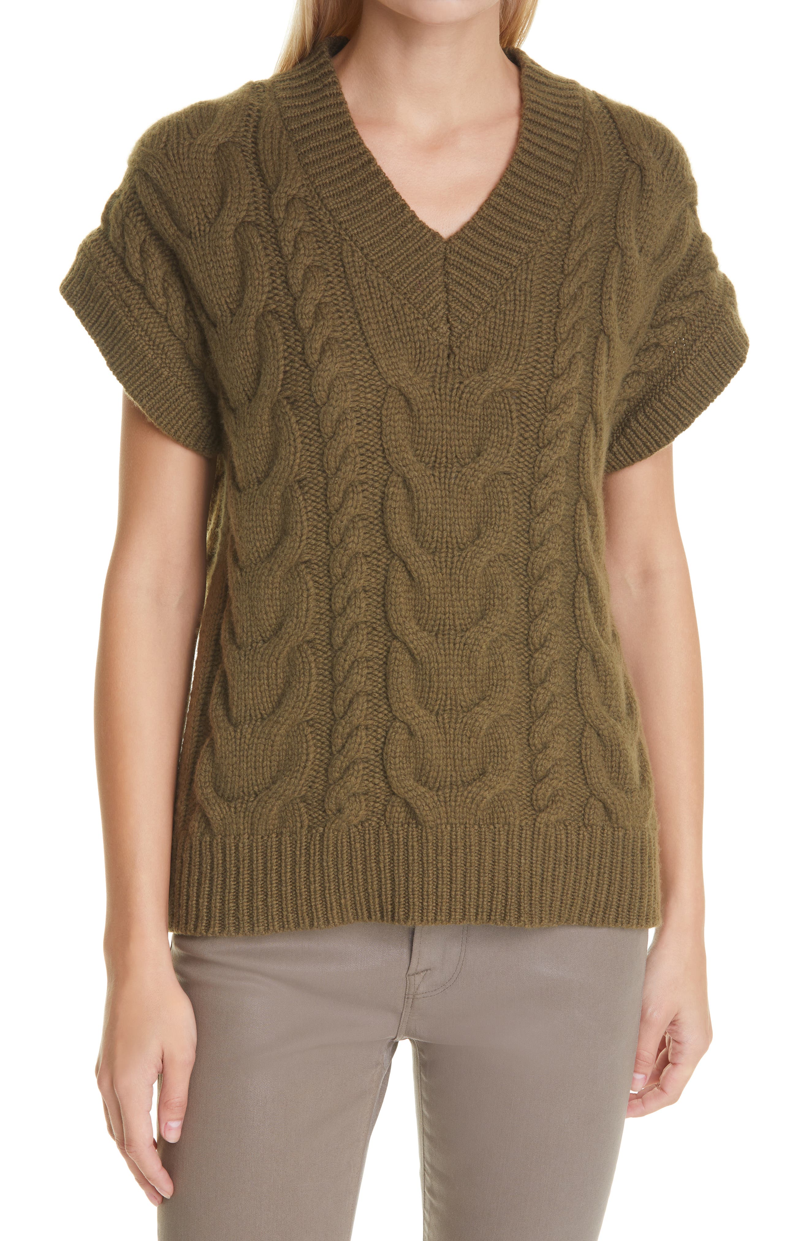 cable v neck sweater