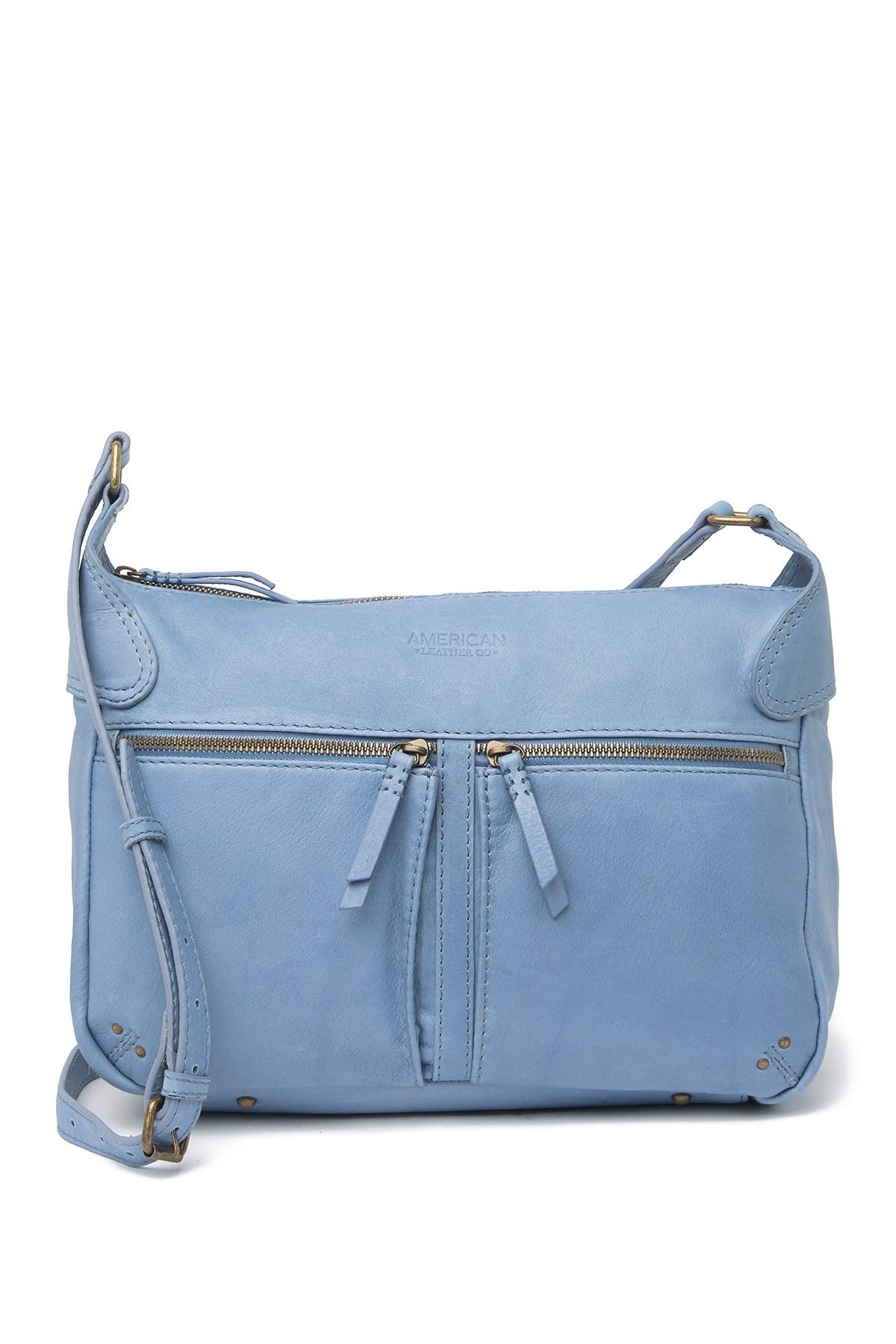 American Leather Co. Hanover Crossbody Leather Bag In Light/pastel Blue9