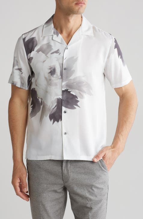 Irving Structured Knit Short-Sleeve Shirt in White 