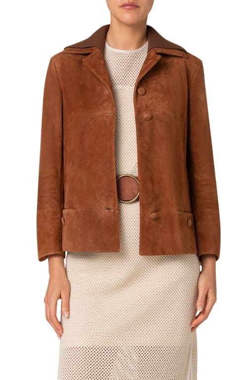 Akris punto Suede Jacket in Bark 