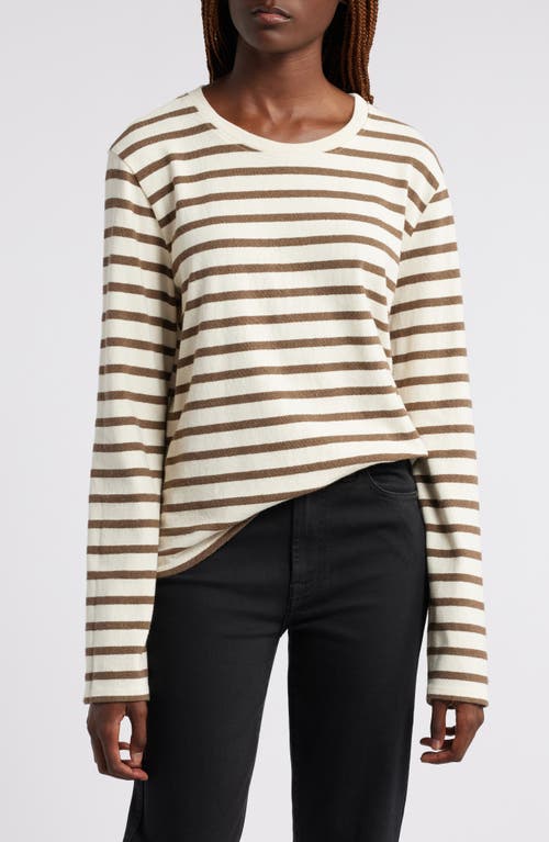 Wyeth Stripe Long Sleeve Top in Ecru/Chocolate 