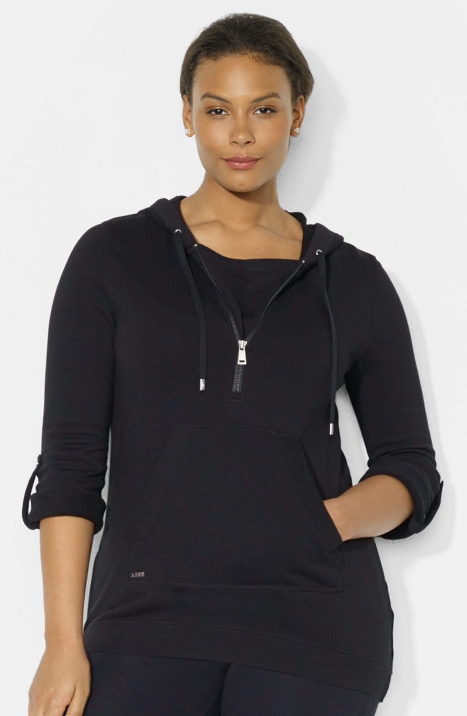 Lauren Ralph Lauren Half Zip Pullover Hoodie (Plus Size) | Nordstrom