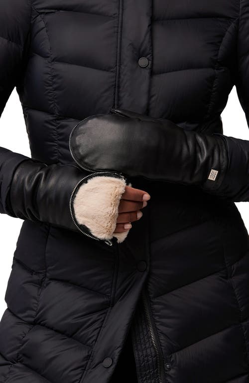 Shop Soia & Kyo Leather Zip Top Mittens With Faux Fur Lining In Black-hush