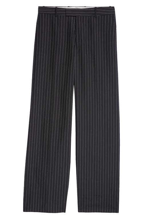 Shop Alexander Mcqueen Wool & Mohair Pinstripe Pants In Black White