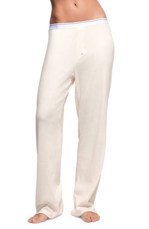 Shop Skims Rib Cotton Blend Relaxed Pants In Marble Sport Stripe