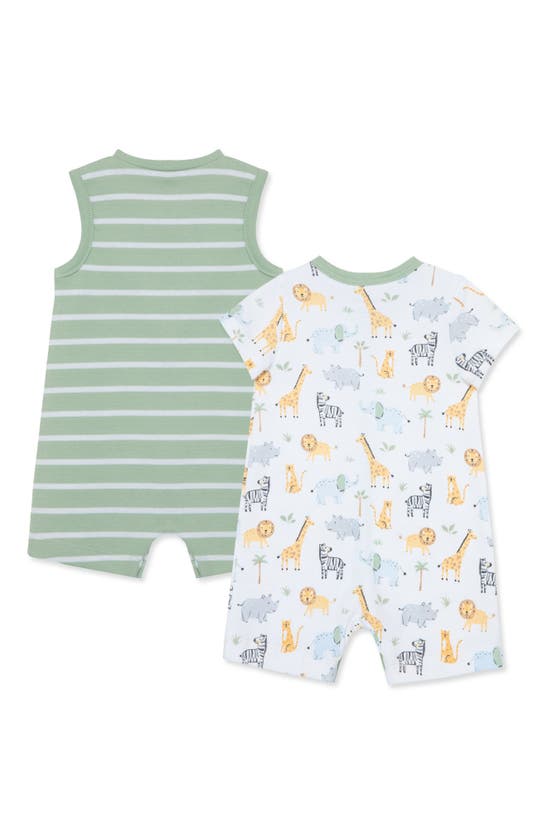 Shop Little Me Assorted 2-pack Safari Rompers In Green