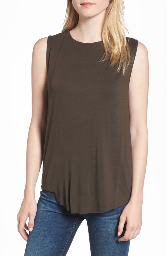 Ag Devyn Drape Back Tank In Brown