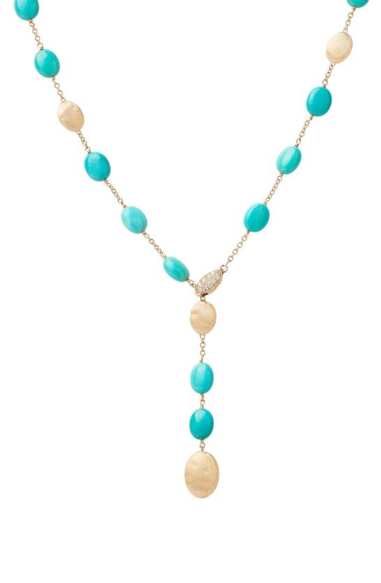 Shop Marco Bicego Siviglia Turquoise & Pavé Diamond Y-necklace In 18k Yellow Gold