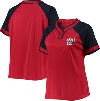 PROFILE Women's Red Washington Nationals Plus Size Raglan T-Shirt